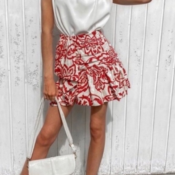 ZARA High Waisted Floral Mini Skirt - Picture 2 of 4